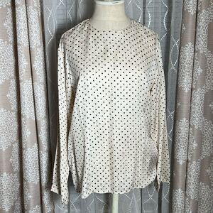 Talbots 100% Silk Polka Dot Blouse – ivory & White – RN 61059
